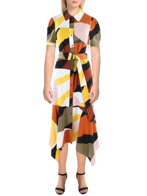 Trendy Women's Dresses Online Womens Colorblock Midi Shirtdress