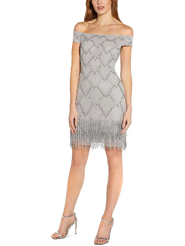 Trend Setting Wardrobe Womens Fringe Mini Cocktail and Party Dress