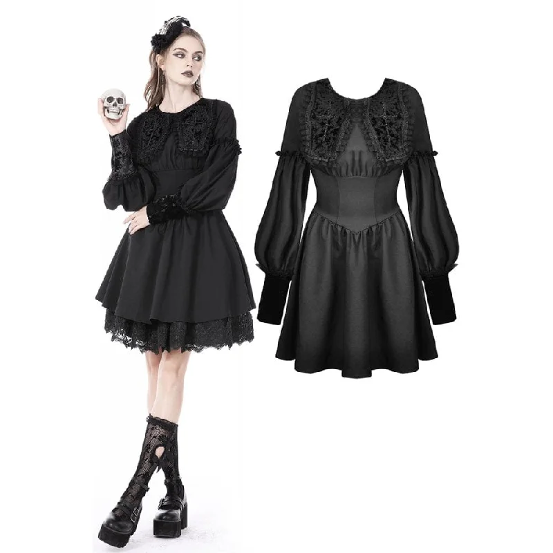 Comfortable Casual Women's Clothing Women's Gothic Doll Collar Puff Sleeved Dress