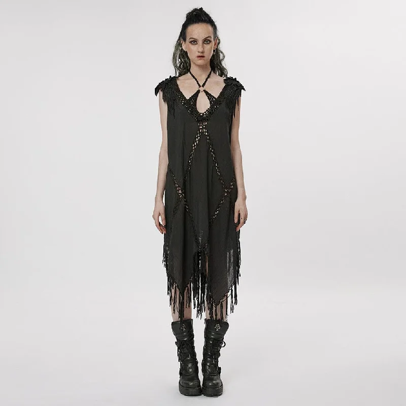 Absurdly Cheap Sale Women's Gothic Feather Tassels Dress