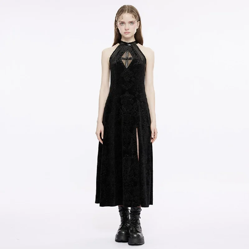 Comfort First Women's Wear Women's Gothic Halterneck Velvet Dress