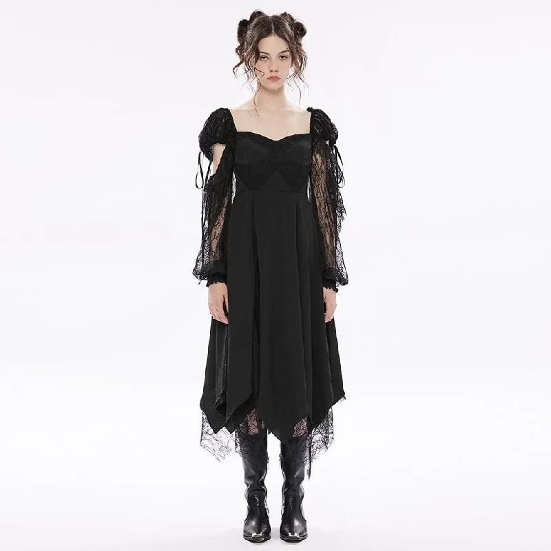 Chic Casual Wardrobe Essentials Women's Gothic Irregular Lace Splice Dress