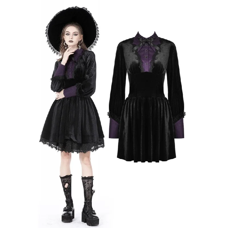 Sale Clothes Online Women's Gothic Mock Two-piece Velvet Dress