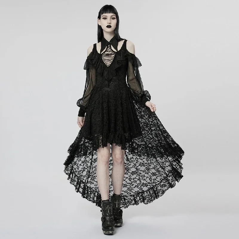 Unbeatable Deals Women's Gothic Off Shoulder Irregular Lace Dress