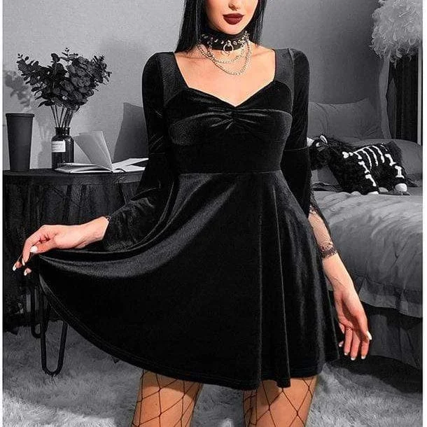 Luxury Women's Clothing Women's Gothic Strappy Lace Splice Velvet Slip Wedding Dress