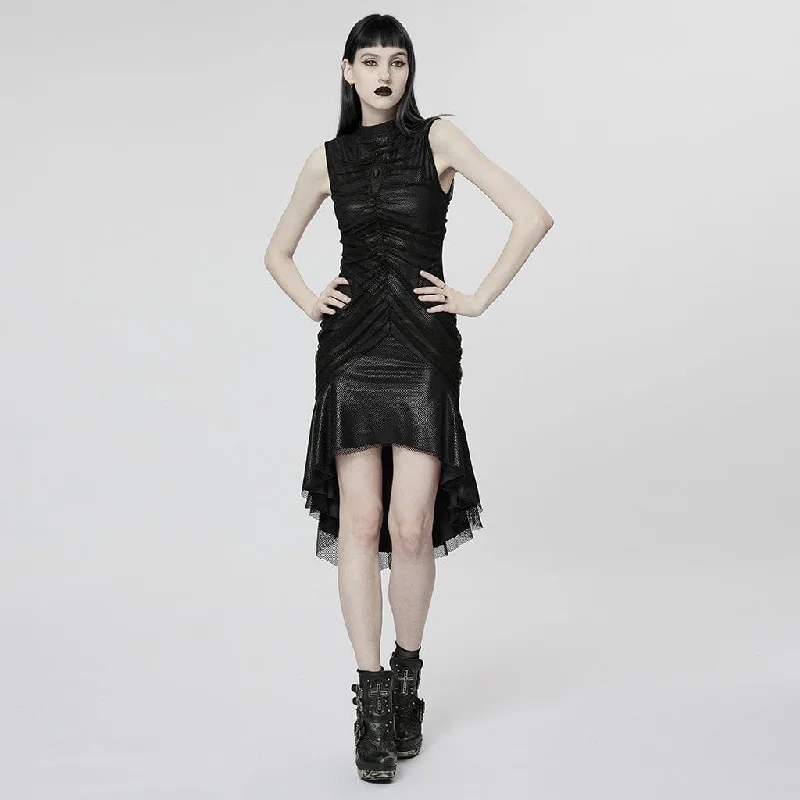 Limited Edition Women's Gothic Ruched Mesh Fishtail Dress