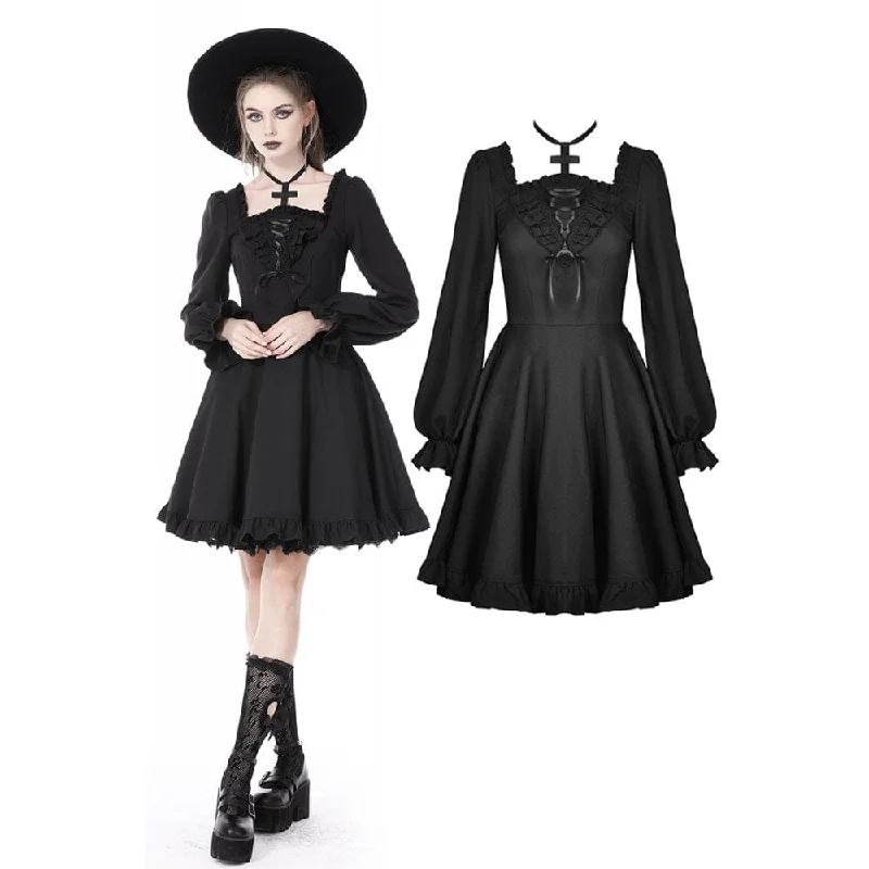 Trendy Women's Fashion Women's Gothic Ruffled Cross Halterneck Dress