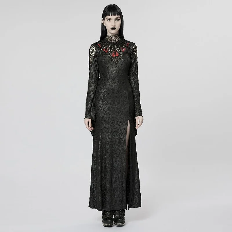 Flash Sales Women's Gothic Spade Embroidered Split Wedding Dress