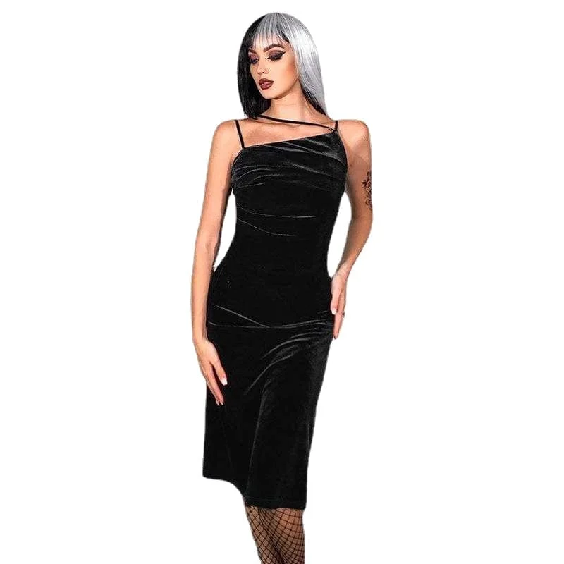 Special Offers Women's Grunge Slim Fitted Velvet Slip Dress