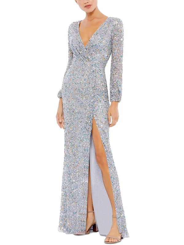 Trendy Women's Apparel Womens Sequined Long Evening Dress